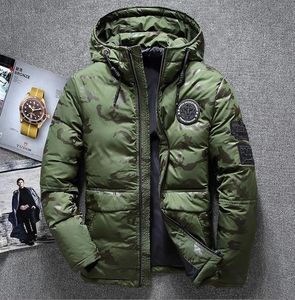 Armée camouflage col montant Patchwork punk garçon chaud hiver homme vers le bas manteau célèbre hommes vers le bas Parkas en plein air grande taille coupe-vent manteaux d'extérieur