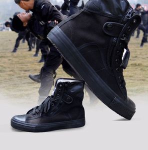 Moda militar, zapatos de seguridad transpirables negros, zapatos de protección para el trabajo, botas de entrenamiento antideslizantes, botas altas