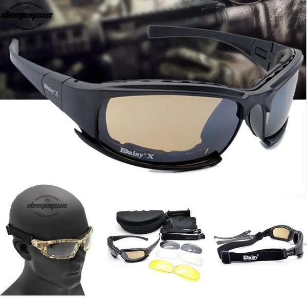 Armée lunettes de soleil hommes lunettes de soleil militaires 4 lentilles Kit hommes jeu de guerre lunettes tactiques pour le sport de plein air randonnée tir 240223