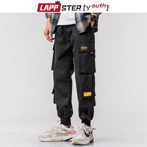 Pantalon cargo vert armée hommes hommes japonais streetwear ruban pantalons de survêtement noir joggers piste plus taille 210420