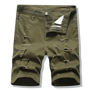 Legergroene jeans denim shorts heren effen gescheurde zomerontwerper heren grote maat korte broek broek 28-38
