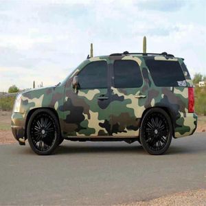 Armée vert Jumbo Camouflage vinyle voiture Wrap Film bricolage adhésif autocollant voiture emballage feuille avec des bulles d'air 3330