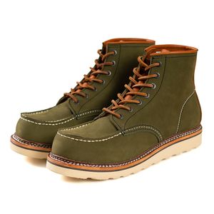Army Green Men Boots Jumbo Boots Handmade Big Toe's Work's Work Safety Boot Genuine Leather Man Goodyear Boties Fashion Designer