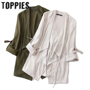 Army Green Trench Coat Mujeres Cardigan Coat 2019 Otoño asimétrico Cazadora Slim Waist Streetwear casacos femininos T200810