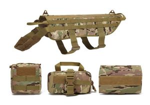 Gilet tactique de chasse pour chiens de l'armée, système Molle, gilets d'entraînement pour chiens avec 3 poches, harnais de Service réglable 9508351