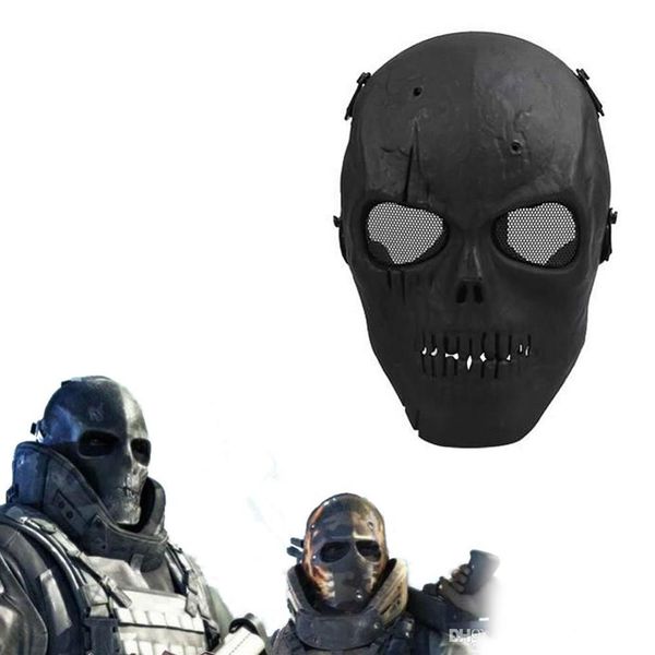 Army Mesh Full Face Mask Skull Skeleton Airsoft Paintball BB Gun Game Protect Safety Mask211c