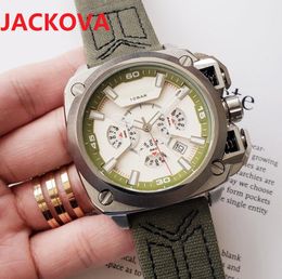 Army Sports Big Watch, Multi Time Zone Multifunctionele timing, 361L roestvrijstalen kast, heren Quartz Horloges, Waterdicht, 50mm, Real Weefs Horloge