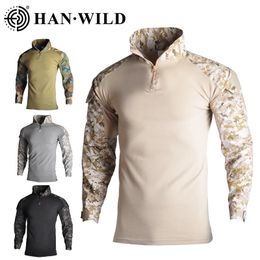 Chemise tactique de l'armée avec pad man chemises chemises de combat militaires longues chances de chasse camouflage chemises de paintball t-shirts 8xl 240410