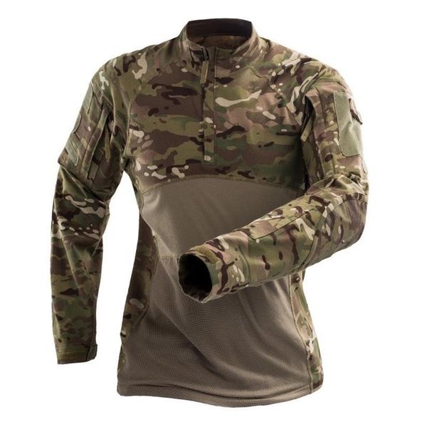 Camiseta del ejército Hombres Camiseta elástica Táctica Negro Verde Camo Combate Camiseta militar Hombres Algodón Camiseta de manga larga Camuflaje Hombre 2232u