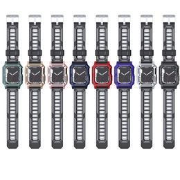 Leger Horlogeband Sport Case voor Apple Horlogeband 45mm 44mm 42mm Waterdicht Valbestendig Geïntegreerde Band Iwatch 9 8 7 SE 6 5 4