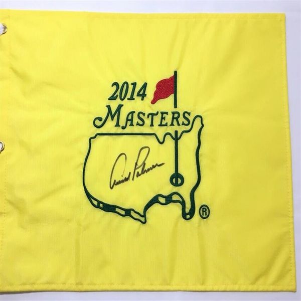 Arnold Palmer 2014 nueva colección Auto firmada autografiada Open Masters glof pin impreso flag263S