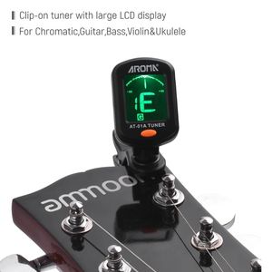 AROMA AT-101 AT-01A Digitale Clip-on Tuner voor Elektrische Gitaar Opvouwbare Roterende Clip Hoge Gevoeligheid Ukulele Guiatr Accessoires