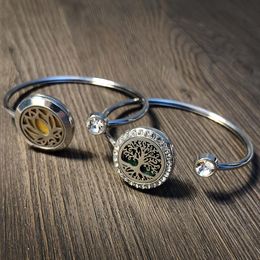 Aromathérapie bracelet diffuseur bijoux bracelets bracelets bangle cristal arbre de vie fleur