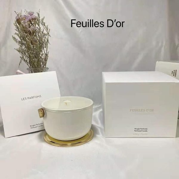 Aromathérapie Iv Parfum Bougie parfum 220g Dehors Neige Feuilles d'Or lle Blanche L'Air du Jardin avec cadeau scellé bo230S