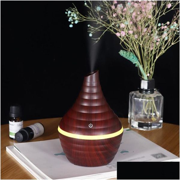 Aromathérapie Grain De Bois Humidificateur Spray Froid 300Ml Abs Mist Maker Usb Coton Tige Sant Bouche Huile Aroma Diffuseur Colorf Lampe Humidifi Dhcwb