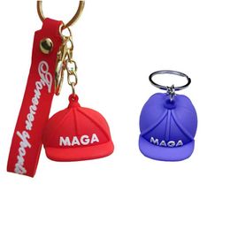 Aron 12 Styles dessin animé Trump Cap porte-clés accessoires de voiture mignons porte-clés en caoutchouc s