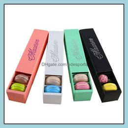 Aron Box Cake Boxes Home Made Packing Biscuit Muffin Retail Paper Packaging 20.3*5.3*5.3cm Drop Delivery 2021 Office School Business Indus