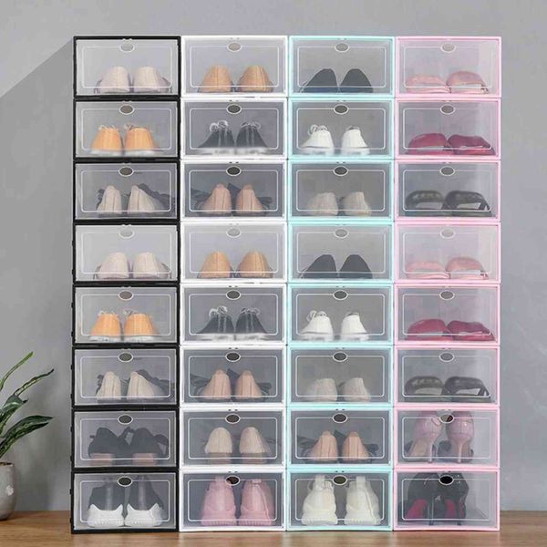 Arreglo 1 unids 33 * 235 * 135 cm Caja de tirón transparente y apilable Tipo de cajón Push Shoe Plastic Pull Storage Simple Auinq