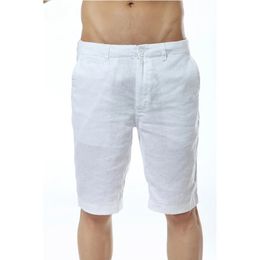Aankomst 100% linnen bord shorts Men Men Summer Flax Fashion Mens Beach Solid Brand Short SXXL 7 Colors Bermuda 240416