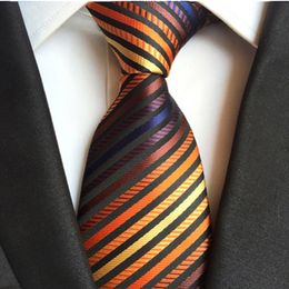 Arrivée 100% Soie Hommes Cravate 8 cm Rayé Classique Affaires Cou pour Hommes Costume De Noce Cravate Formelle Robe Cravat