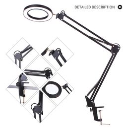 Aankomst 10x Vergrootglas Microscoop Lamp met klem Handen Gratis Vergrootglas Bureaulampjes Verstelbare Swivel Arm USB-Powered Light Tool Microscopen en accessoires