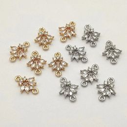 Arrivée 15x12mm 50 pcs cubique zircone plume charme pour collier fait main boucle d'oreille pièces bricolage accessoires bijoux résultats 240309