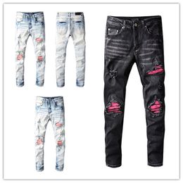 Arrivée 2022ss Hommes jeans Mode Haute Qualité Confortable Hommes Casual Slim-jambe Genou Patch Long Pantalon Moto Biker Pantalon Simple US Taille W28-W40