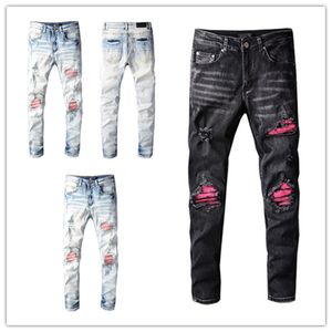 Arrivée 2022SS Jeans pour hommes Fashion High Quality Men confortable Men de genou Slim-Leg Slim-Leg Long Pantalon Pantalon moto de moto