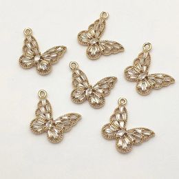 Aankomst 22x19mm 30 stks kubieke zirkonia vlinder charme voor handgemaakte ketting/oorbellen diy onderdelenjeewelry accessoires bevindingen 240416