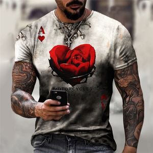 Arrivée 3d impression hommes t-shirt Rose amour motif homme chemise été loisirs et respirant sport Fitness vêtements t-shirts 220607