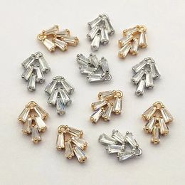 Collectie 9x1m 50 stuks Zirconia Feather Charm Voor Handgemaakte Ketting Oorbel Onderdelen DIY Accessoires Sieraden Bevindingen 240309