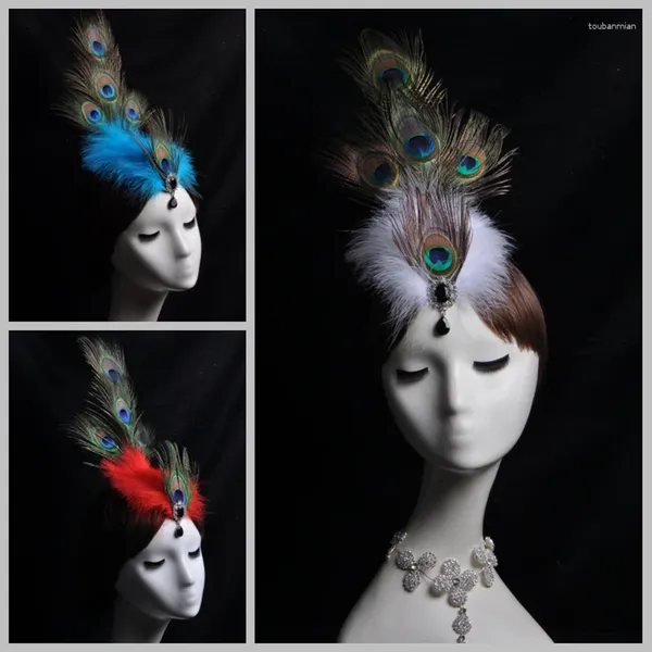 Llegada para adultos o niños, diadema de pelo de plumas de pavo real blanco, azul y rojo para el lago de los cisnes, danza del Ballet, puesta en escena y Drama