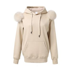 Collectie Herfst Winter Hoodie Vrouwen Fleece Trui Met Kap Echt Vossenbont Dame Jas Jassen S5185 240125