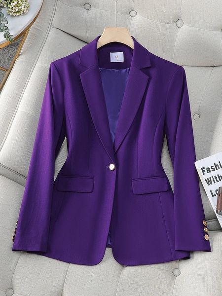 Llegada Otoño Invierno Caqui Azul marino Mujer Blazer Abrigo Manga larga Un solo botón Oficina Señoras Ropa de trabajo de negocios Chaqueta formal 231225