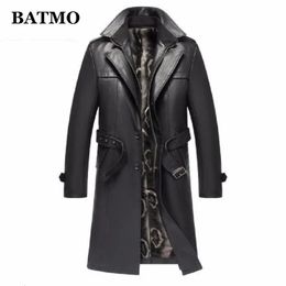 Arrivée automne hiver en cuir véritable trench-coat épais hommes veste en cuir hommes pardessus long grande taille S-5XL 240126