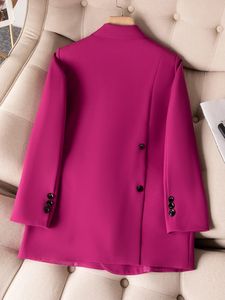Arrivée automne hiver femmes dames Blazer rose noir café femme à manches longues solide décontracté veste manteau 240108