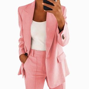 Aankomst herfst damesjas warme mode overjas kantoor jas casual uitloper elegantie roze dames pak 211019