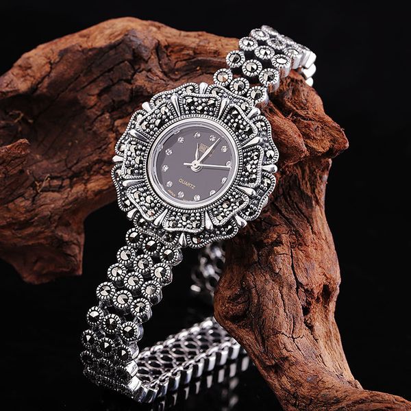 Arrivée chrysanthème bijoux classique S925 en argent Sterling mosaïque pierre Bracelet montres goutte