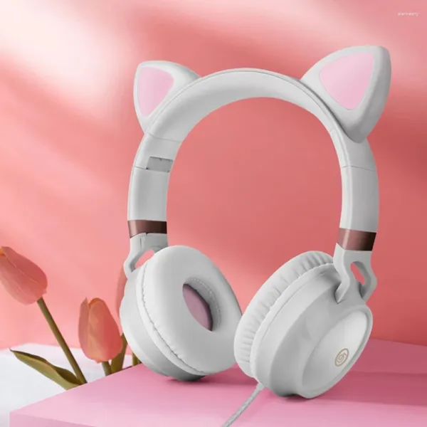 Écouteurs filaires avec oreilles de chat, casque de jeu, AUX, pliable, avec micro, cadeau pour enfants et adultes, 3.5mm, arrivée