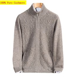 Collectie Mode Herfst en Winter 100% Kasjmier Heren Lange Gebreide High-end Sweater Met Ritssluiting Grote Maten S-3XL 4XL 5XL 240125