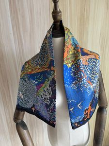 Arrivée marque de mode arbre bleu 100% foulard en soie 90*90 cm châle carré sergé enveloppement pour les femmes dame hijab 240106