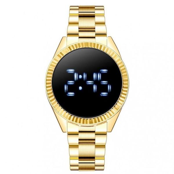 Llegada Moda Reloj LED Banda de acero Deporte electrónico Hombres Pantalla táctil de acero inoxidable Relojes de pulsera digitales 306U