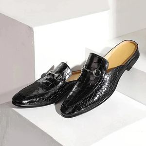 Llegada de moda Hombres mocasines de cuero zapatillas de cuero dividido masculino zapatillas zapatillas de verano 240410