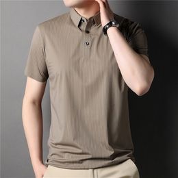 Arrivée mode rayé Polo hommes à manches courtes Cool été t-shirt coupe ample homme Polo vêtements coréens 220702