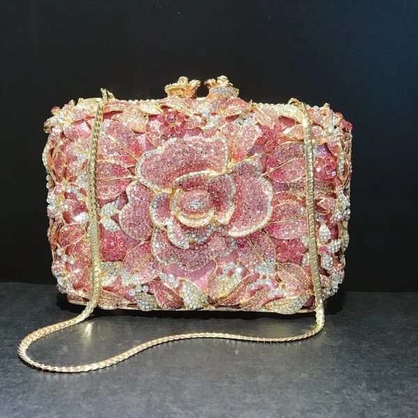 Arrivée fleur cristal mariage mariée pochette sac à main de luxe concepteur femmes dîner fête Cocktail sacs à main diamant sacs 240117