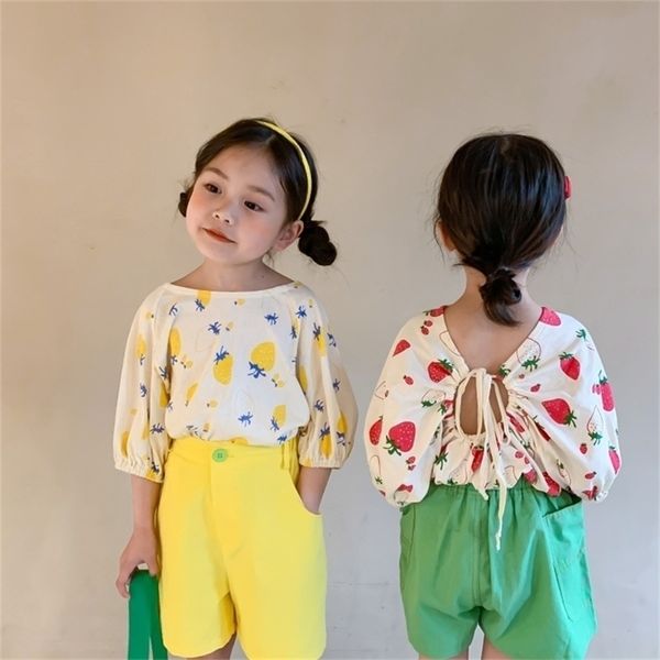Arrivée Filles Mode Imprimé Coton T-shirt Enfants Conception Coréenne Tops 210528