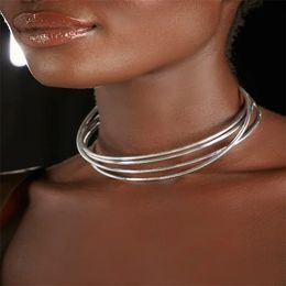 Llegada oro plata Color geométrico gargantilla Collar para mujer moda mujer cuello Torques Collar dorado 231225