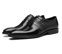 Arrivée faite à la main de nouveaux hommes chaussures de mariage de haute qualité à lacets en cuir authentique chaussures robes formelles