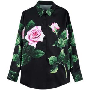 Arrivée de haute qualité coréenne Tops Blusa Rose Imprimé Lady Chemises D'été Femmes Blouses Élégantes Travail Bureau Porter 210529