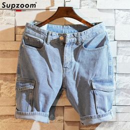 Arrivée Jeans Hommes Fermeture Éclair Fly Solide Pantalon Cargo Japonais Couleur Claire Wash Shorts Tube Droit Salopette Robin 220622